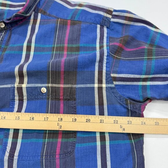 Woolrich Mens Blue Plaid Shirt Long Sleeve Button Up Chest 48" - Picture 4 of 9